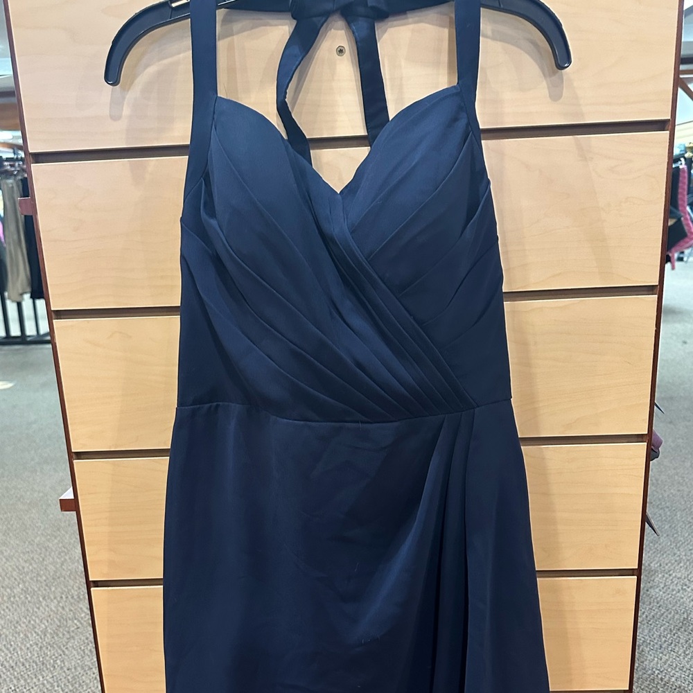 Elegant Dark Navy Halter Dress